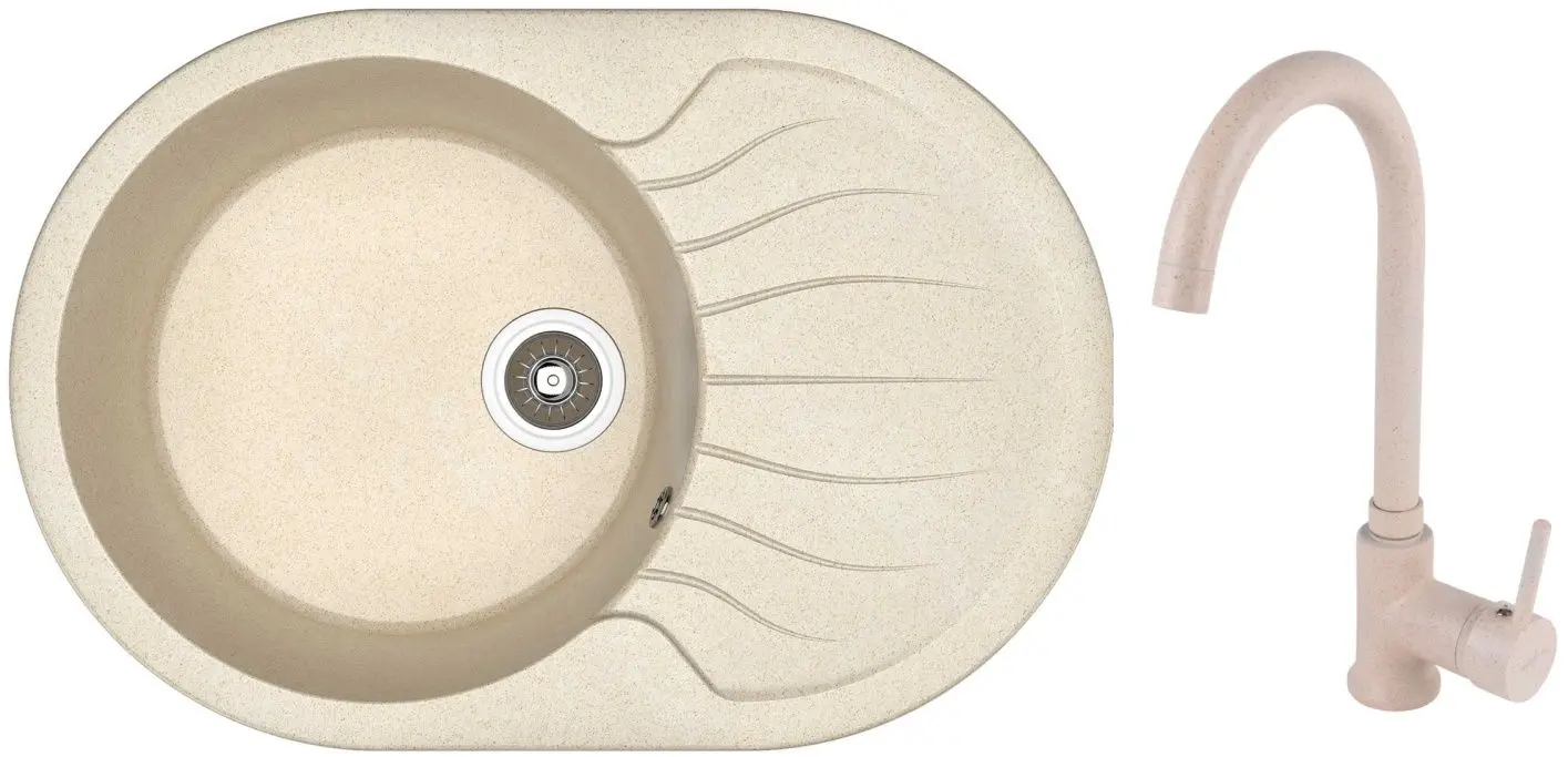 Кухонная мойка + смеситель Dr.Gans Berta 760+SanDonna F7073 (Latte/Beige)