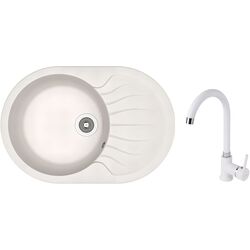 Кухонная мойка + смеситель Dr.Gans Berta 760+SanDonna F7073 (White)