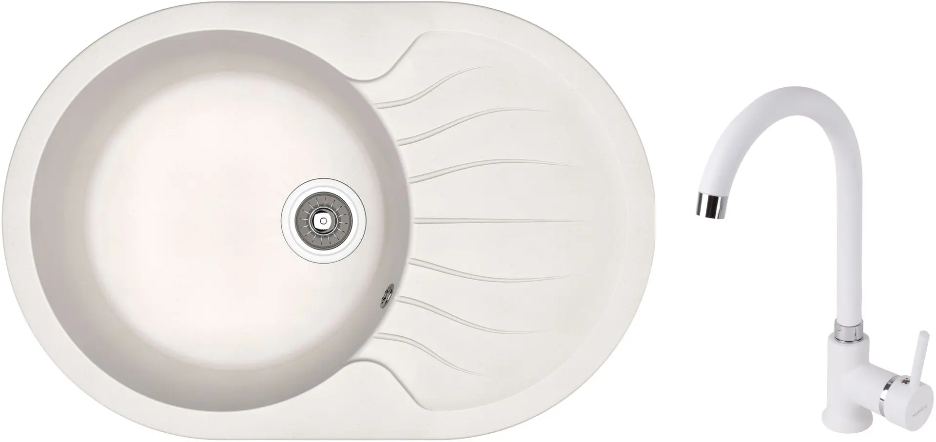 Кухонная мойка + смеситель Dr.Gans Berta 760+SanDonna F7073 (White)