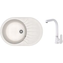 Кухонная мойка + смеситель Dr.Gans Berta 760+SanDonna F7103 (White)