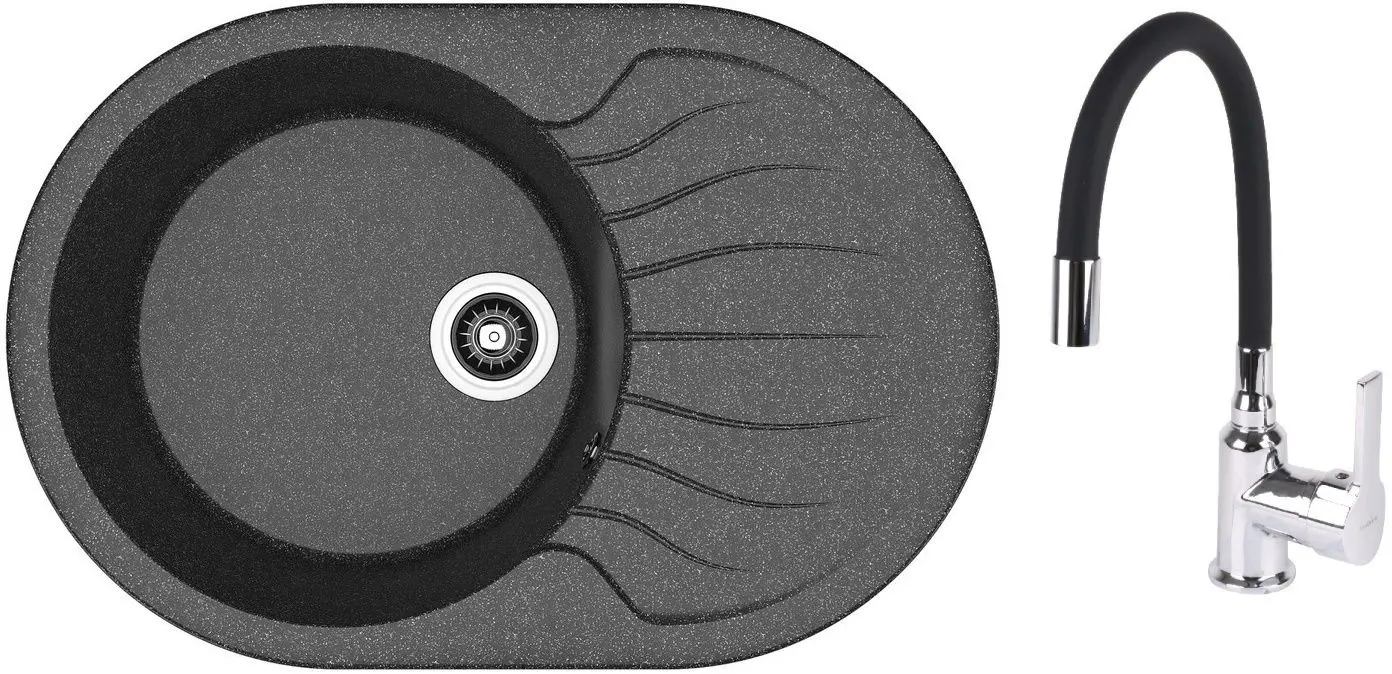 Кухонная мойка + смеситель Dr.Gans Berta 760+SanDonna F9995 (Black)