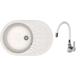 Кухонная мойка + смеситель Dr.Gans Berta 760+SanDonna F9995 (White)