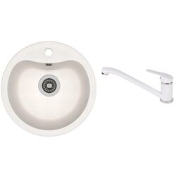 Кухонная мойка + смеситель Dr.Gans Dora+SanDonna F1066 (White)