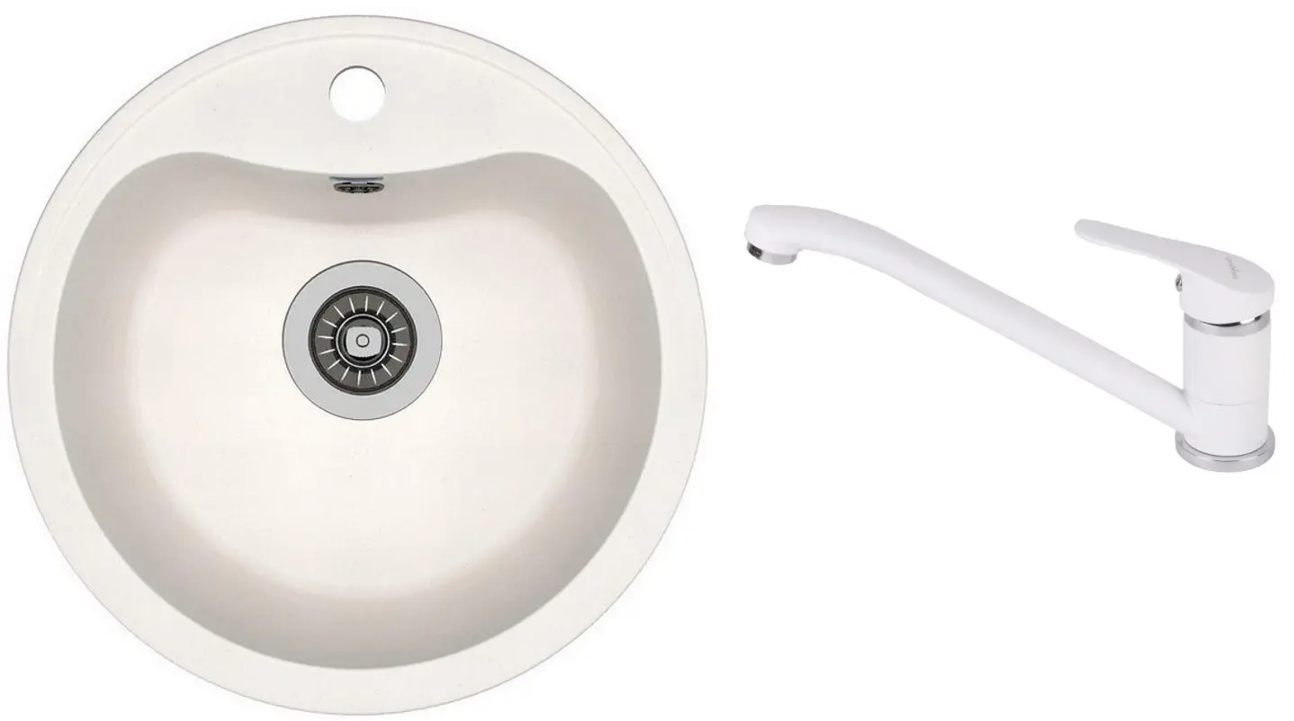 Кухонная мойка + смеситель Dr.Gans Dora+SanDonna F1066 (White)
