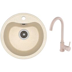 Кухонная мойка + смеситель Dr.Gans Dora +SanDonna F7073 (Latte/Beige)
