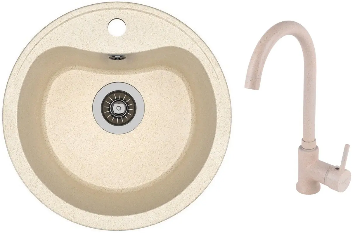 Кухонная мойка + смеситель Dr.Gans Dora +SanDonna F7073 (Latte/Beige)