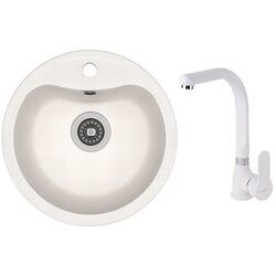 Кухонная мойка + смеситель Dr.Gans Dora+SanDonna F7103 (White)