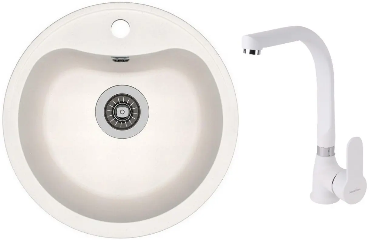 Кухонная мойка + смеситель Dr.Gans Dora+SanDonna F7103 (White)