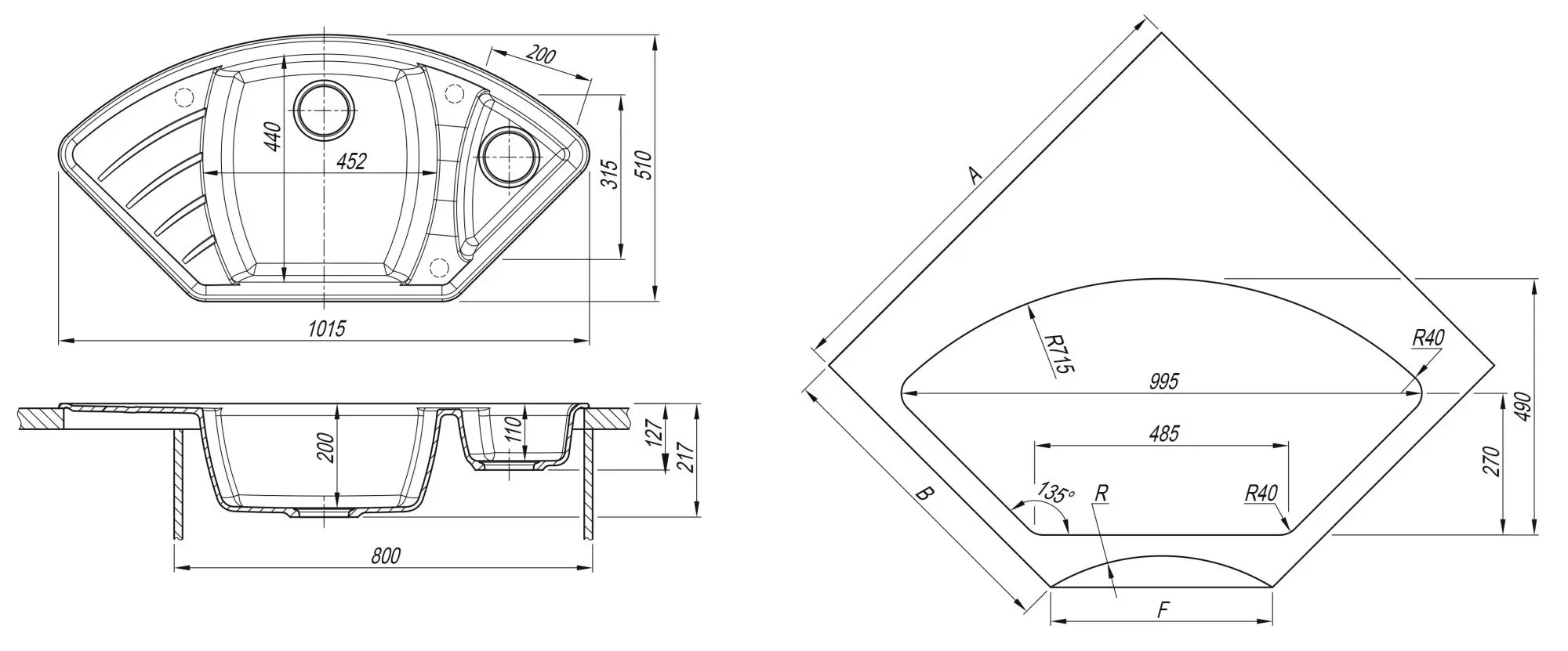 Chiuveta + baterie Dr.Gans Gabi +SanDonna F7103 (White) - 7