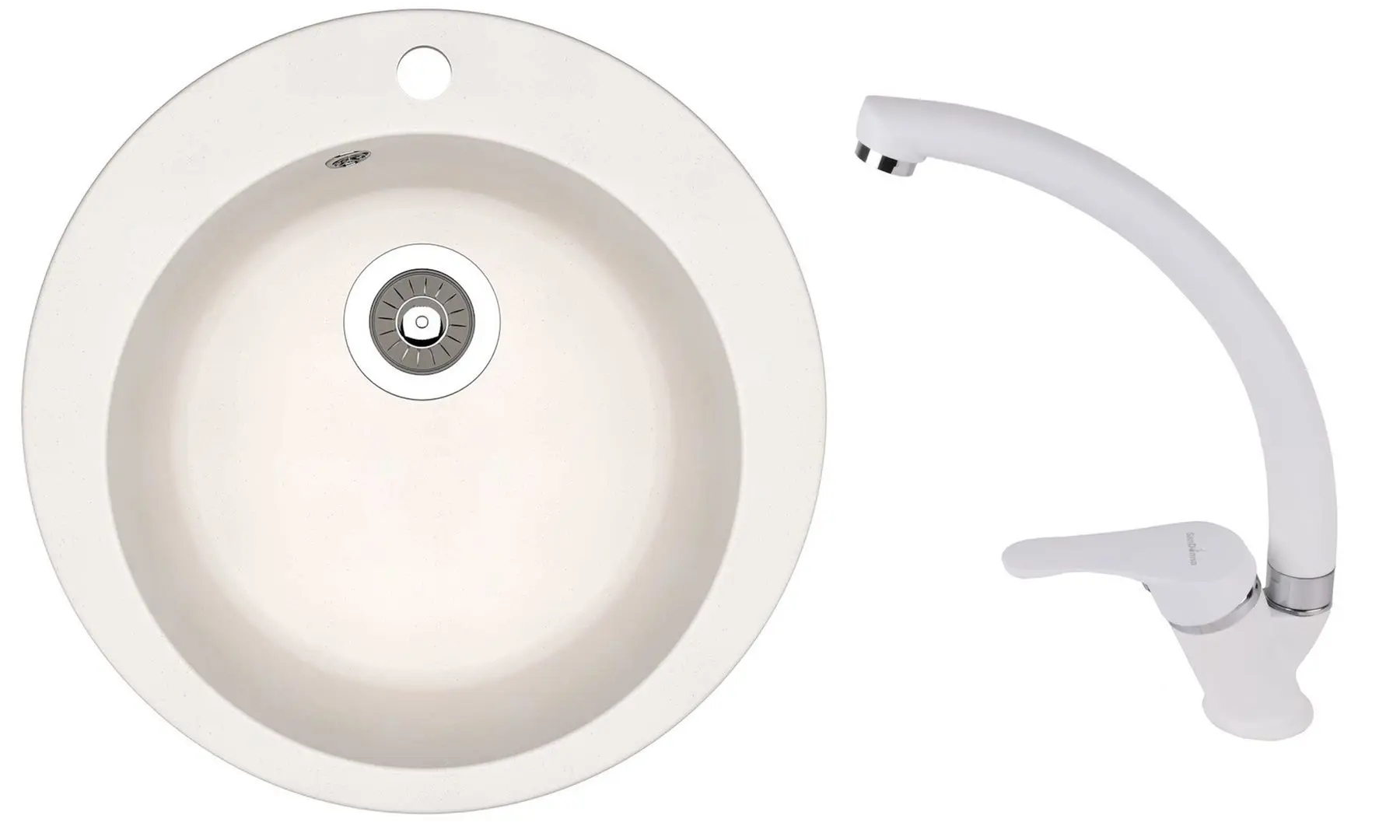 Кухонная мойка + смеситель Dr.Gans Gala + SanDonna F1069 (White)