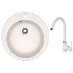 Кухонная мойка + смеситель Dr.Gans Gala + SanDonna F7073 (White)