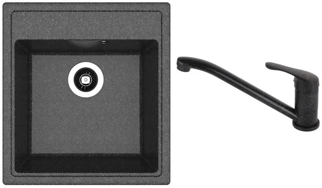 Кухонная мойка + смеситель Dr.Gans Nica 470+SanDonna F1066 (Black)
