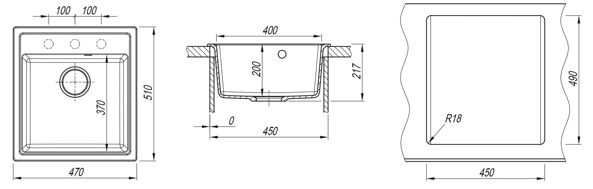Chiuveta + baterie Dr.Gans Nica 470+SanDonna F1066 (Grey) - 6