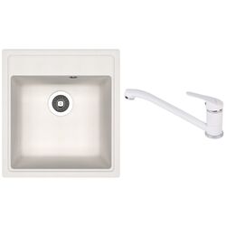 Кухонная мойка + смеситель Dr.Gans Nica 470+SanDonna F1066 (White)