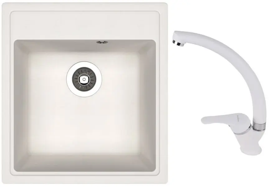 Кухонная мойка + смеситель Dr.Gans Nica 470+SanDonna F1069 (White)
