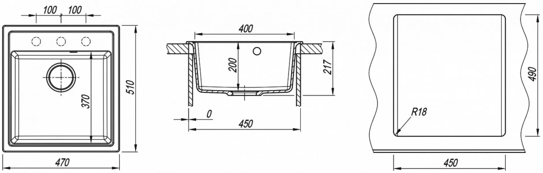 Кухонная мойка + смеситель Dr.Gans Nica 470+SanDonna F7073 (Black) - 6