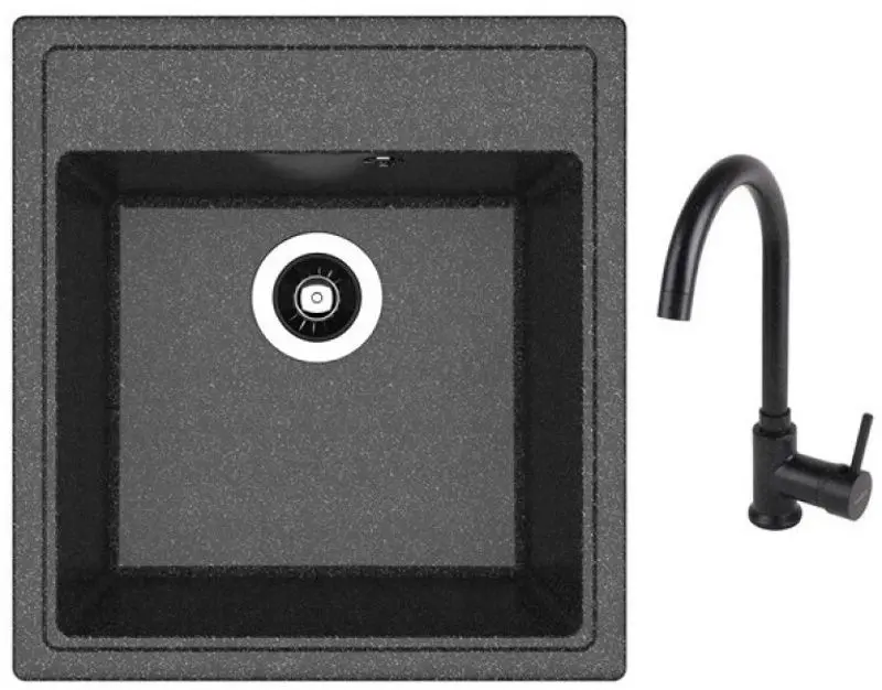 Кухонная мойка + смеситель Dr.Gans Nica 470+SanDonna F7073 (Black)