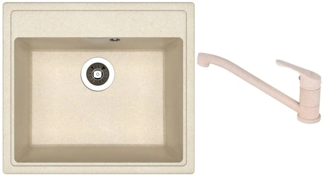 Кухонная мойка + смеситель Dr.Gans Nica 570+SanDonna F1066 (Beige)
