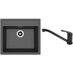 Кухонная мойка + смеситель Dr.Gans Nica 570+SanDonna F1066 (Black)
