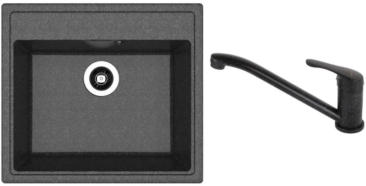 Кухонная мойка + смеситель Dr.Gans Nica 570+SanDonna F1066 (Black)