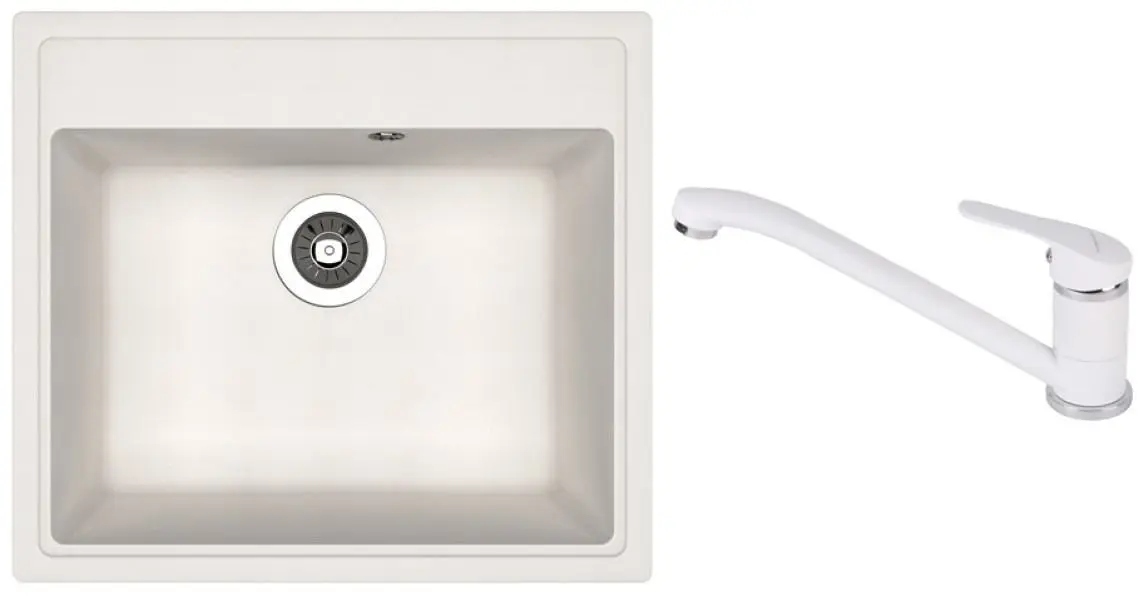 Кухонная мойка + смеситель Dr.Gans Nica 570+SanDonna F1066 (White)