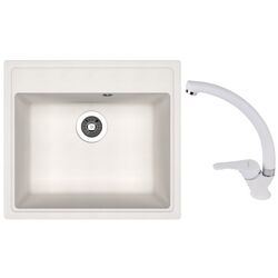 Кухонная мойка + смеситель Dr.Gans Nica 570+SanDonna F1069 (White)