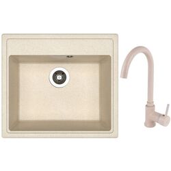 Кухонная мойка + смеситель Dr.Gans Nica 570+SanDonna F7073 (Beige)