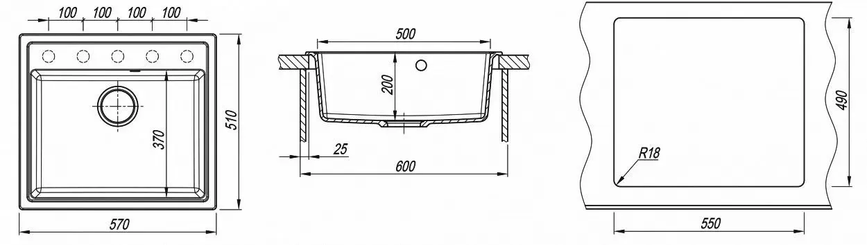 Chiuveta + baterie Dr.Gans Nica 570+SanDonna F7073 (Black) - 6