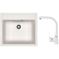 Кухонная мойка + смеситель Dr.Gans Nica 570+SanDonna F7103 (White)
