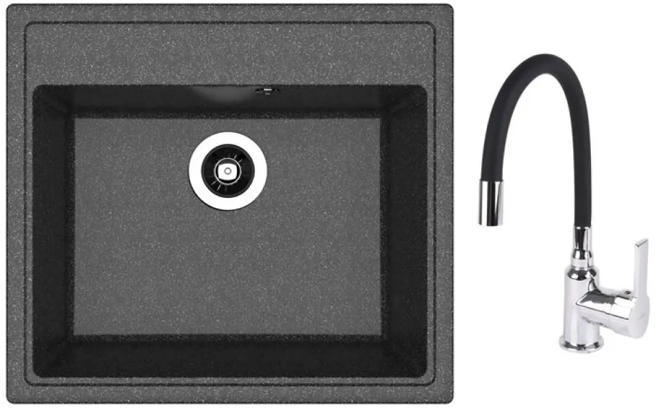 Chiuveta + baterie Dr.Gans Nica 570+SanDonna F9995 (Black)