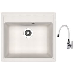 Кухонная мойка + смеситель Dr.Gans Nica 570+SanDonna F9995 (White)