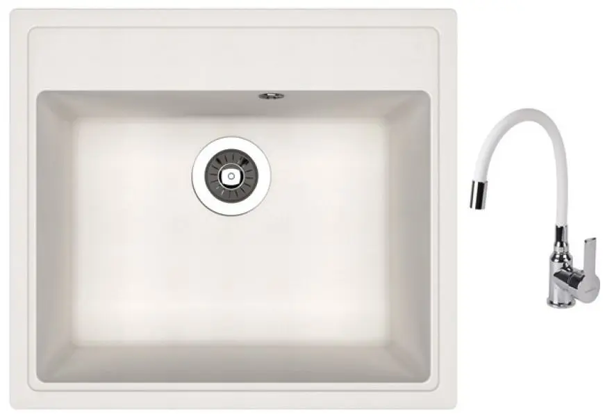 Кухонная мойка + смеситель Dr.Gans Nica 570+SanDonna F9995 (White)