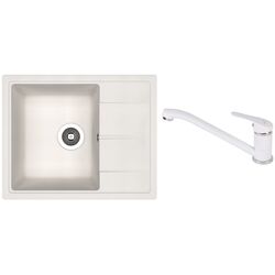 Кухонная мойка + смеситель Dr.Gans Nica 580+SanDonna F1066 (White)