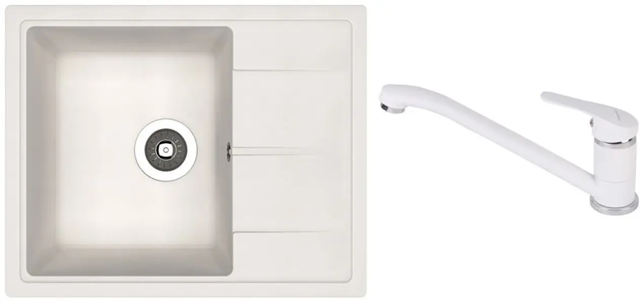 Кухонная мойка + смеситель Dr.Gans Nica 580+SanDonna F1066 (White)