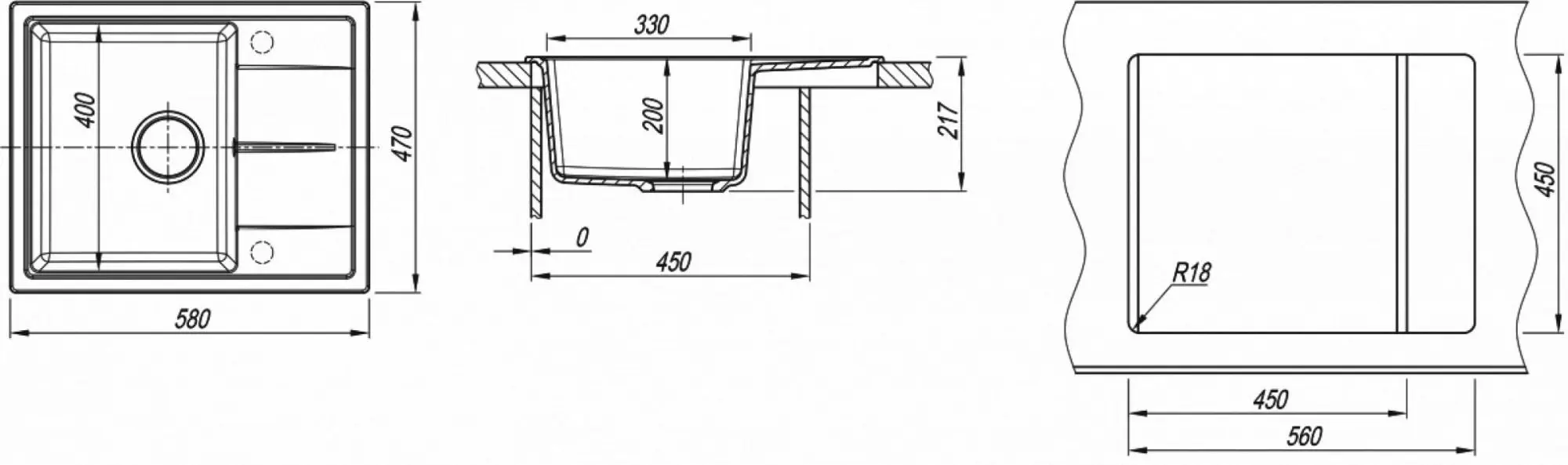 Кухонная мойка + смеситель Dr.Gans Nica 580+SanDonna F1069 (Grey) - 6