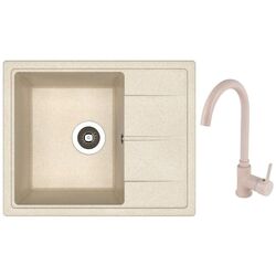 Кухонная мойка + смеситель Dr.Gans Nica 580+SanDonna F7073 (Beige)