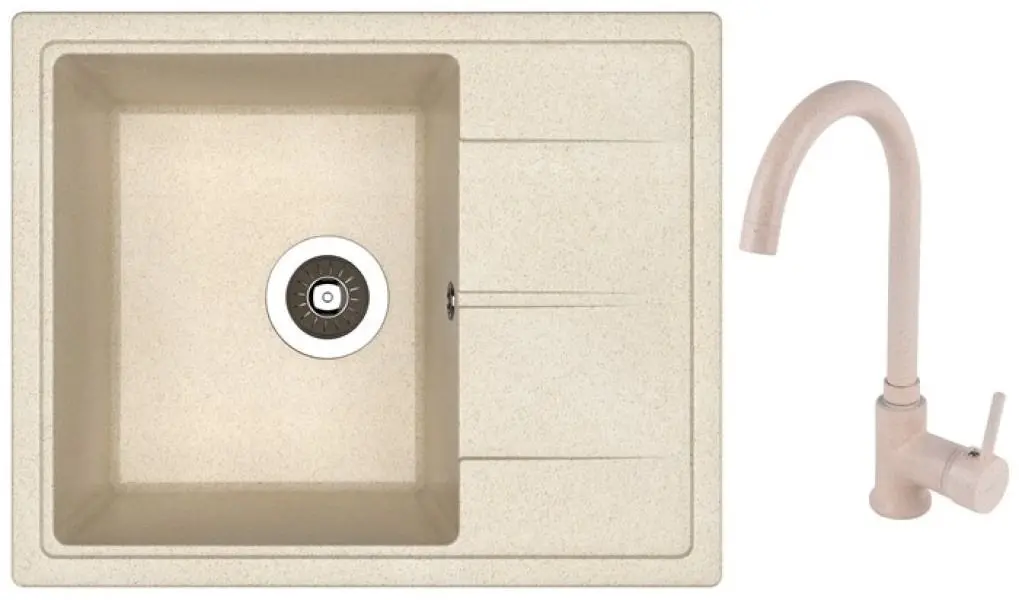 Кухонная мойка + смеситель Dr.Gans Nica 580+SanDonna F7073 (Beige)