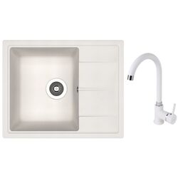 Кухонная мойка + смеситель Dr.Gans Nica 580+SanDonna F7073 (White)