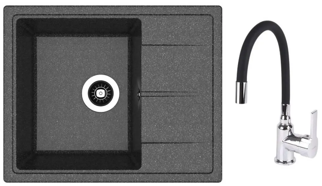 Chiuveta + baterie Dr.Gans Nica 580+SanDonna F9995 (Black)