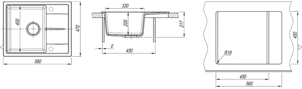 Chiuveta + baterie Dr.Gans Nika 580+SanDonna F1069 (Latte/Beige) - 7