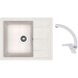 Кухонная мойка + смеситель Dr.Gans Nika 580+SanDonna F1069 (White)