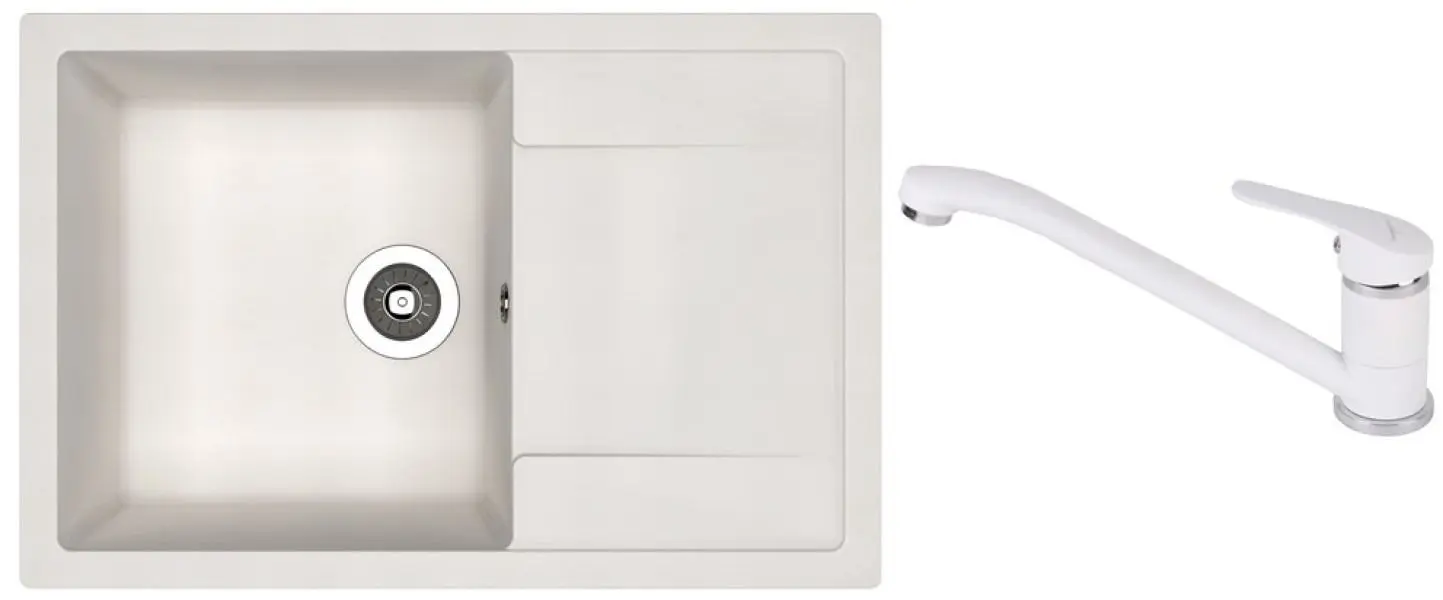 Кухонная мойка + смеситель Dr.Gans Techno 760+SanDonna F1066 (White)