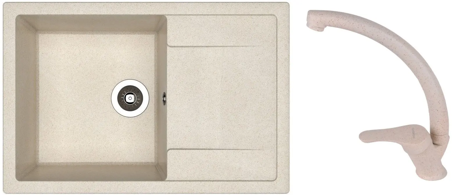 Кухонная мойка + смеситель Dr.Gans Techno 760+SanDonna F1069 (Latte/Beige)
