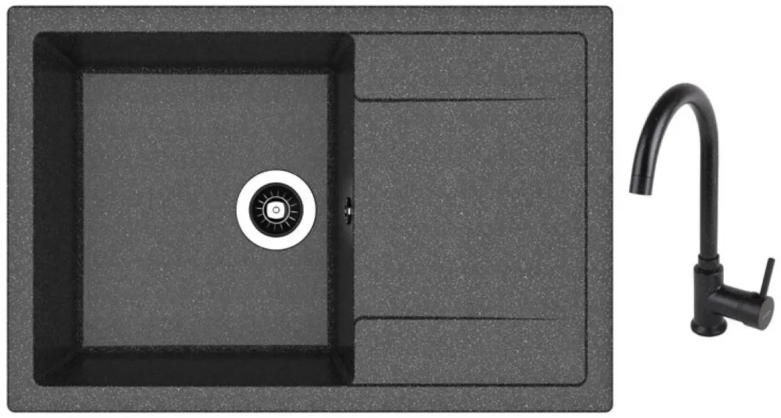 Кухонная мойка + смеситель Dr.Gans Techno 760+SanDonna F7073 (Black)
