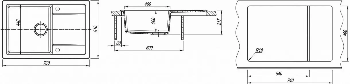 Кухонная мойка + смеситель Dr.Gans Techno 760+SanDonna F9995 (Black) - 6