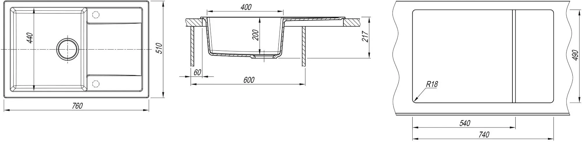 Кухонная мойка + смеситель Dr.Gans Techno 760+SanDonna F9995 (White) - 6