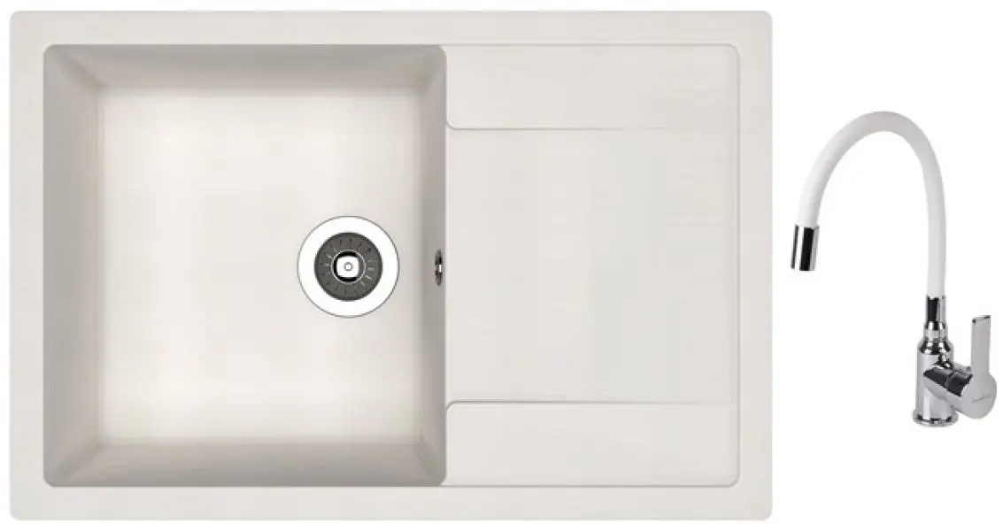 Кухонная мойка + смеситель Dr.Gans Techno 760+SanDonna F9995 (White)