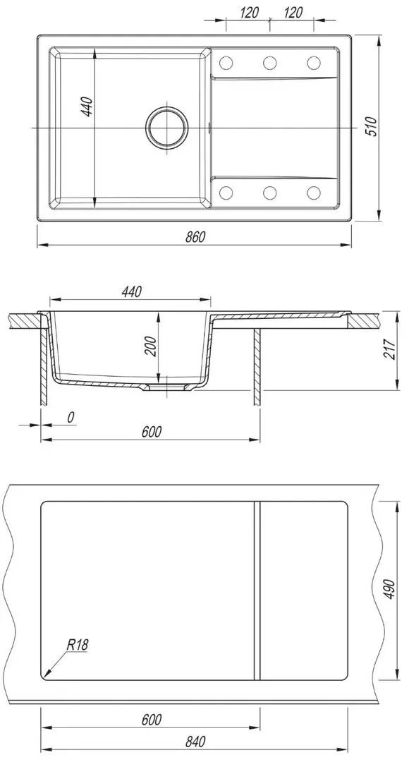 Chiuveta + baterie Dr.Gans Techno 860+SanDonna F1066 (Beige) - 6