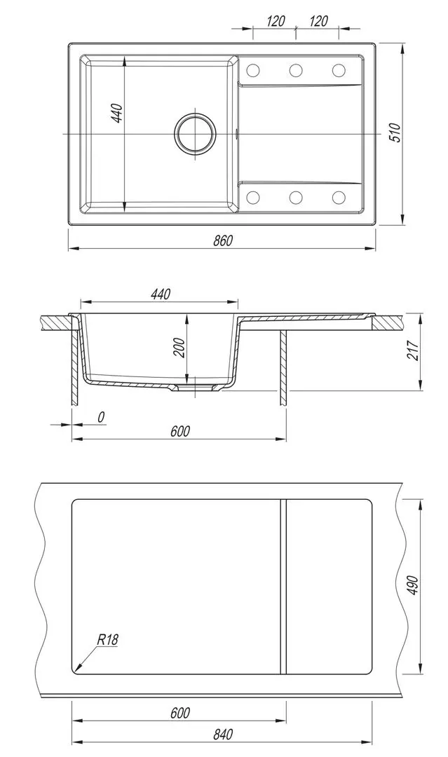 Кухонная мойка + смеситель Dr.Gans Techno 860+SanDonna F1066 (Grey) - 7