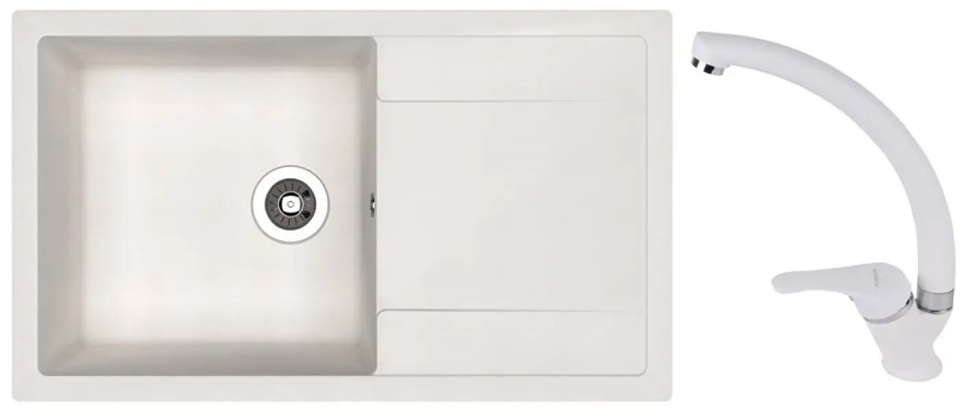 Кухонная мойка + смеситель Dr.Gans Techno 860+SanDonna F1069 (White)
